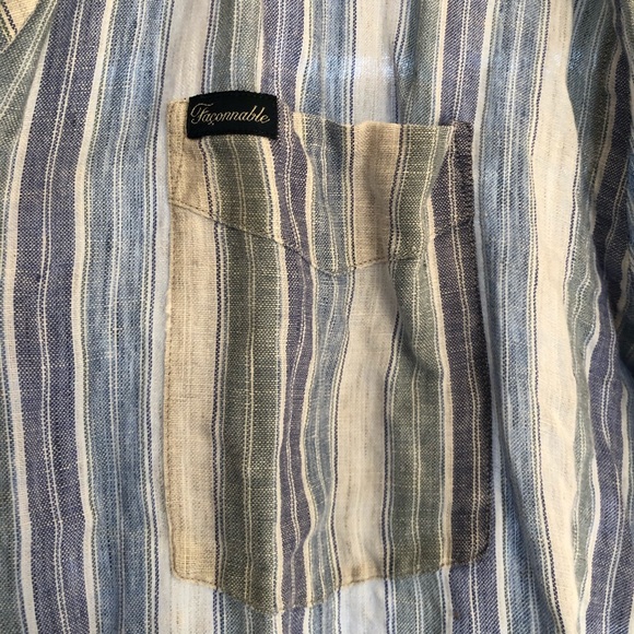 Men’s Facconable Linen Short Sleeve Button Down - Picture 2 of 3